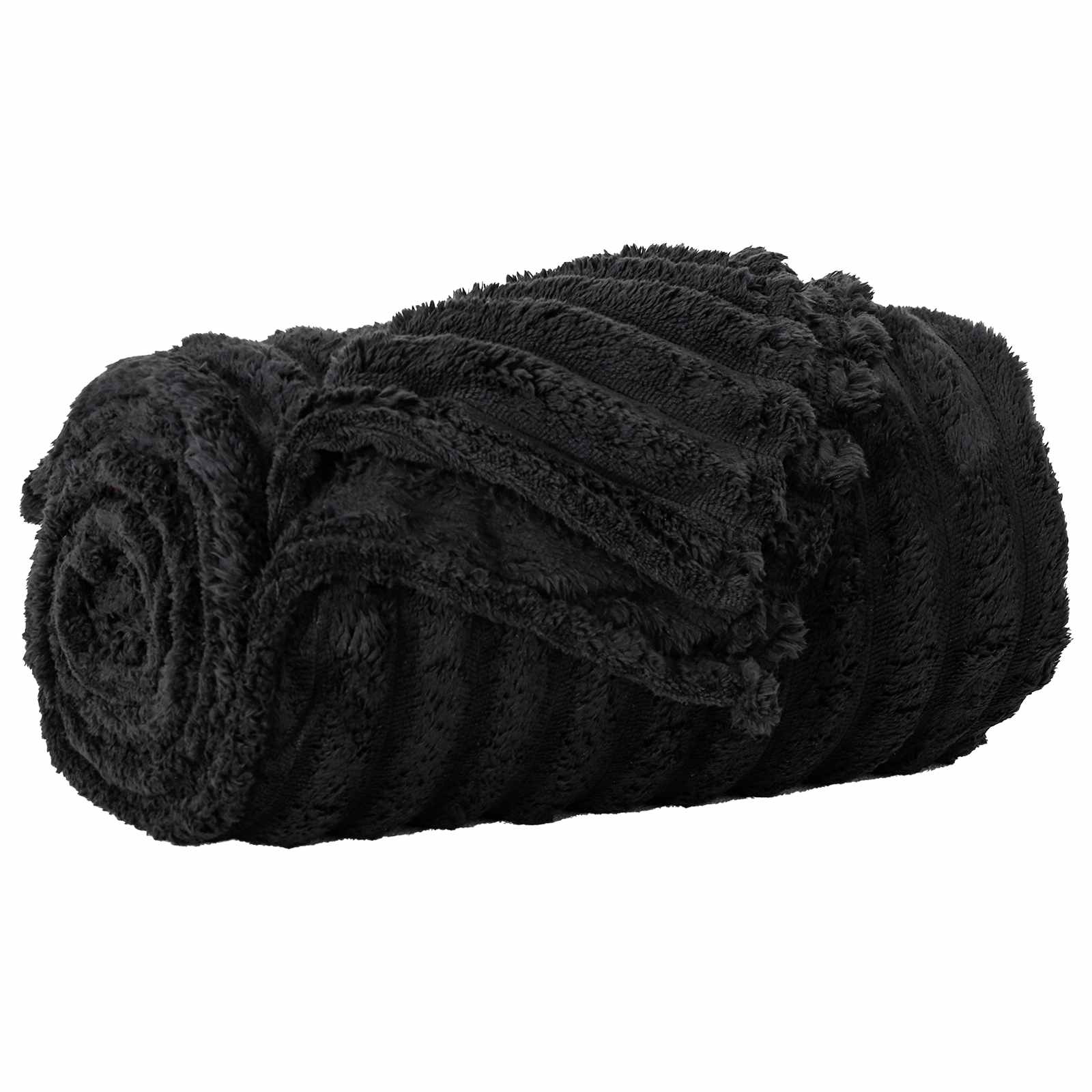 Koc Polarowy Narzuta na Łóżko 240x270 cm 260 g/m² Czarny