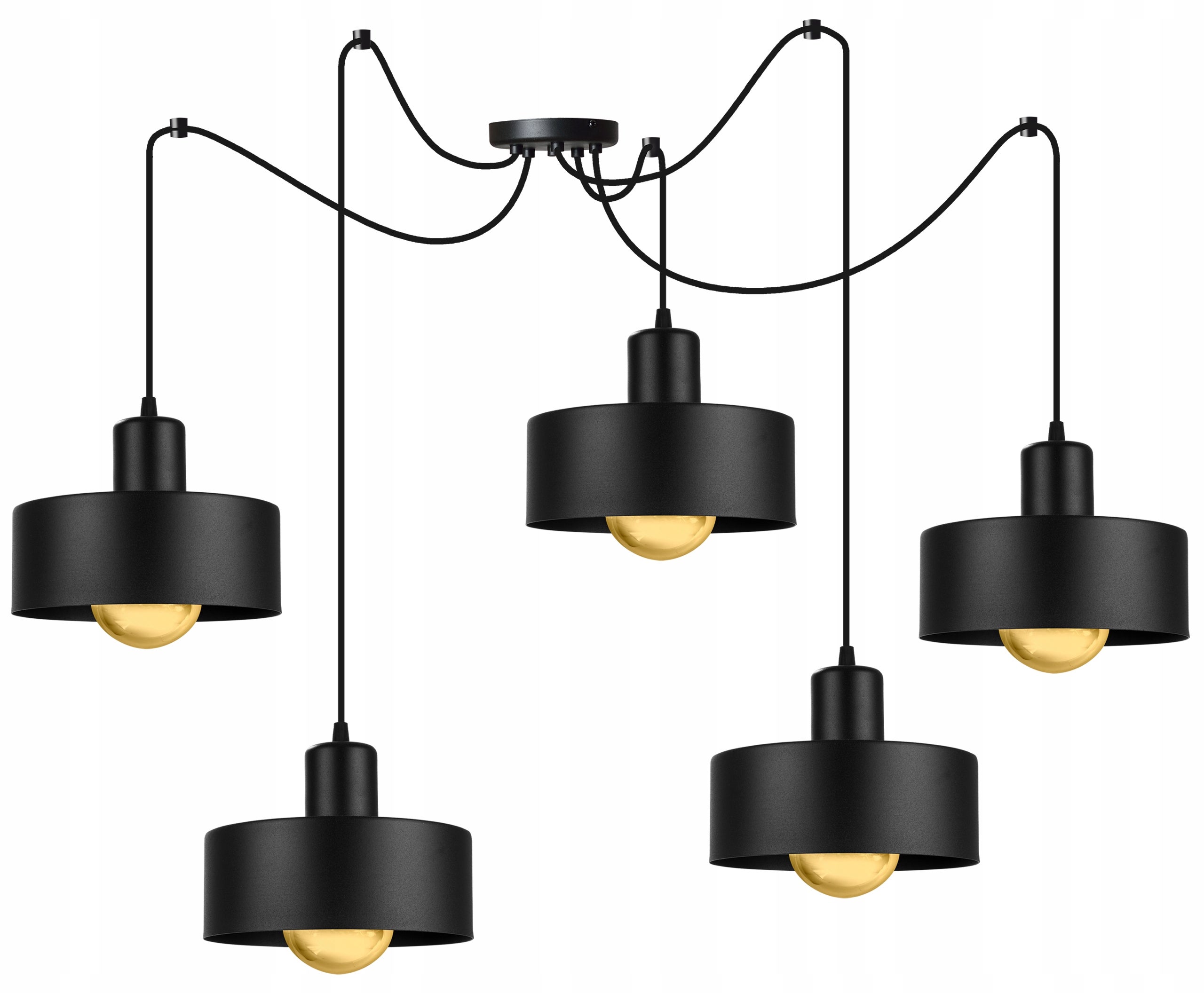 Lampa sufitowa wisząca Light Home LH Spider Barcelona 5x E27 abażur cylindryczny czarny nowoczesna