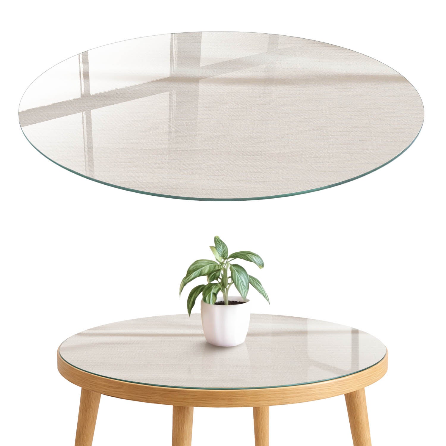 Szkło hartowane 4 mm z grafiką na blat - ozdoba mebli, ochrona i nowy wygląd fi70 cm Kremowa elegancja