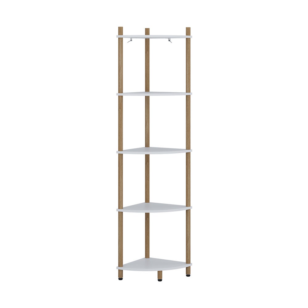 Vicco Półka narożna Bivio, Biały/sosna, 29 x 133 cm z 5 schowkami