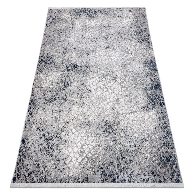 Dywan REBEC nowoczesny frędzle 51117 - dwa poziomy runa krem / granat 280x370 cm