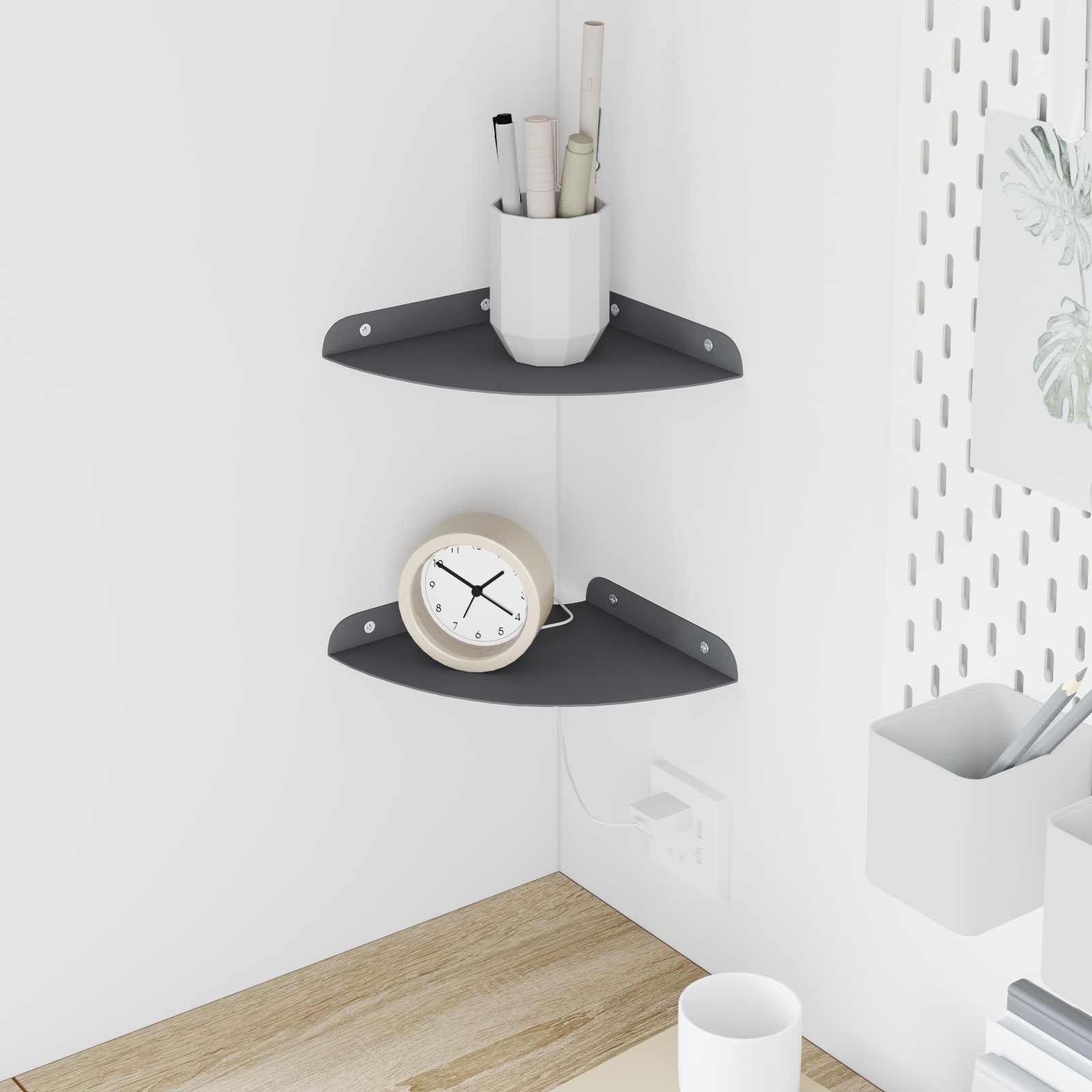 Półka wisząca z półką 2 pcs Antracyt 18 x 18 x 2 cm vidaXL
