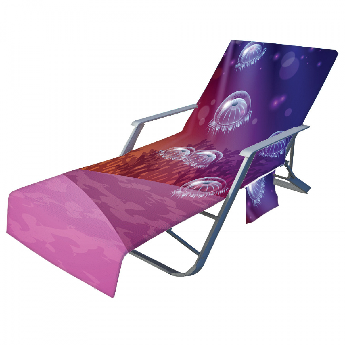 Pokrowiec na krzesło plażowe z mikrofibry, 73 x 210 cm, z kieszeniami bocznymi, na basen, leżak, do ogrodu