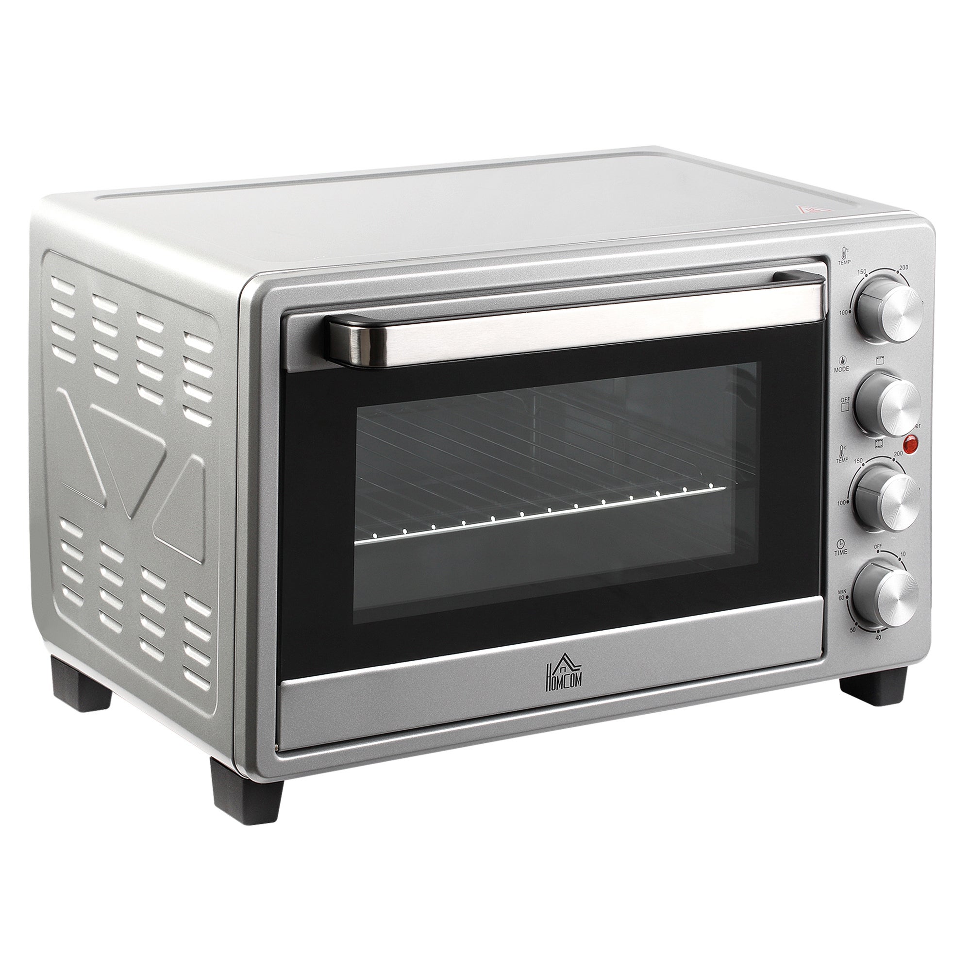 Piekarnik elektryczny blatowy 32L 1600W z 3 trybami grzania, timerem i regulacją temperatury, 52,2 x 38,1 x 33,5 cm, srebrny