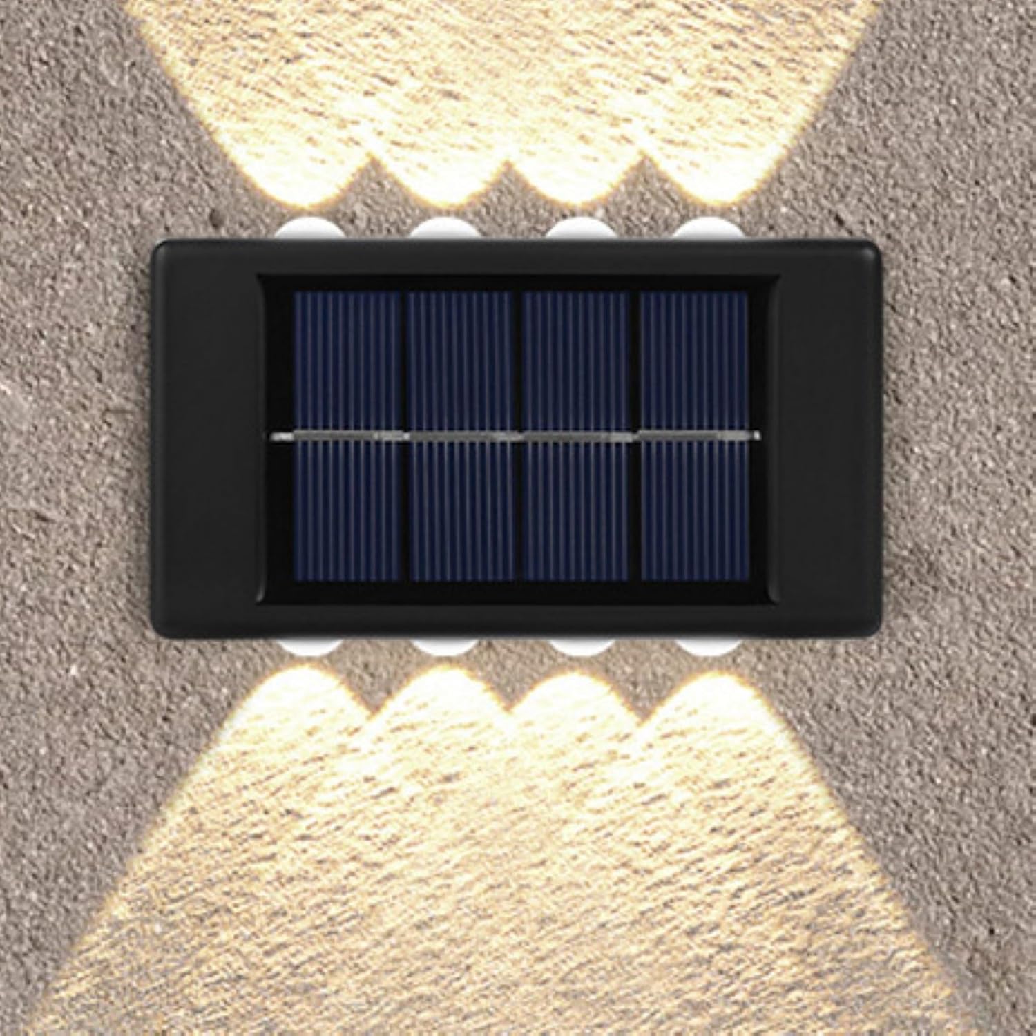 Lampa solarna na ogrodzenie, bezprzewodowa lampa solarna LED, odpowiednia do ogrodzeń, podwórek, ogrodów i ścieżek (8 diod LED, ciepłe światło)