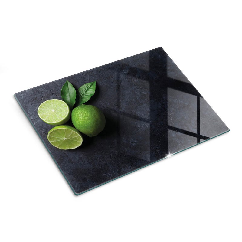 Deska szklana do krojenia i ochrony blatu z nadrukiem - Zielone Limonki - 30x40 - Tulup