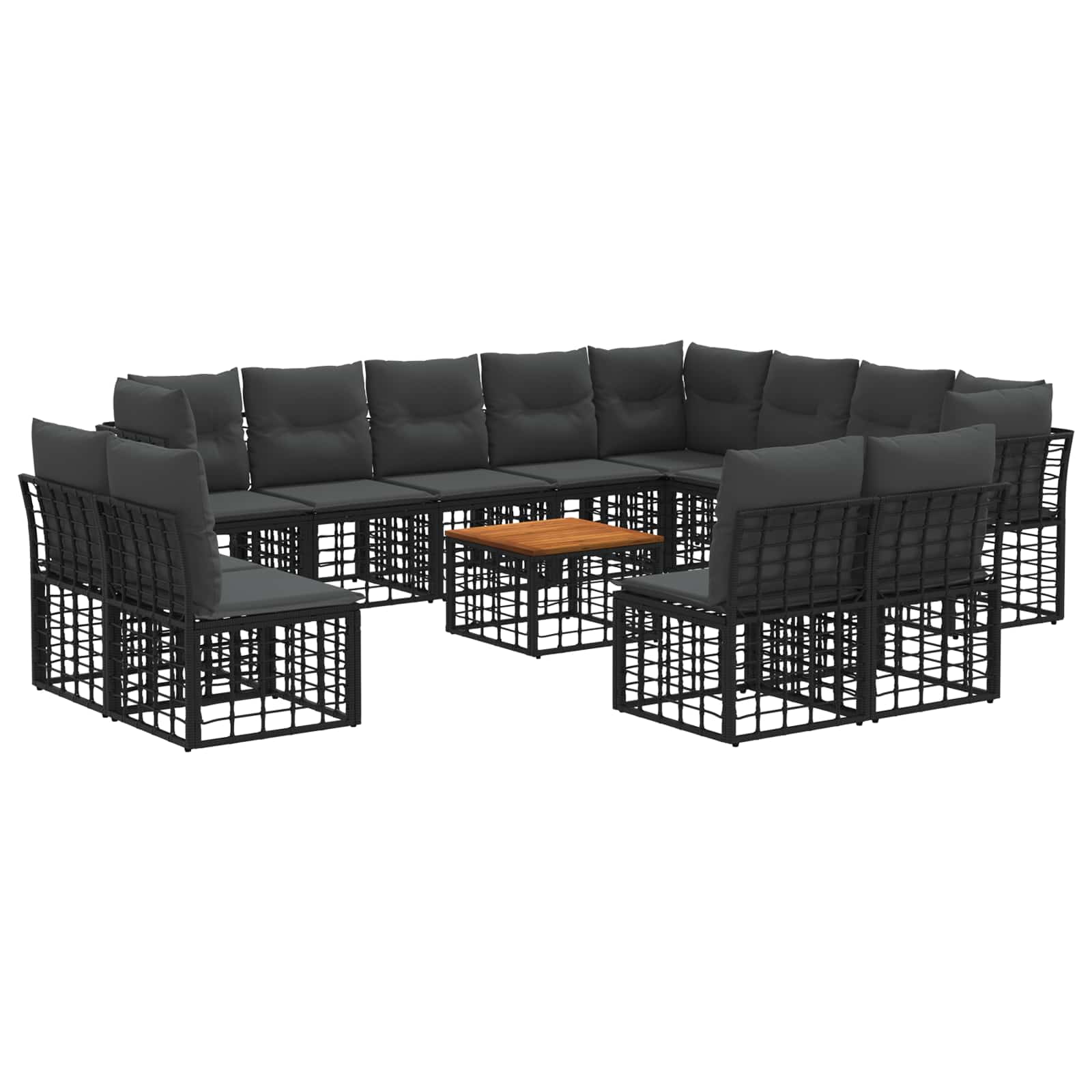 Zestaw sof na zewnątrz 13 pcs Czarny i Ciemnoszary Poliester vidaXL