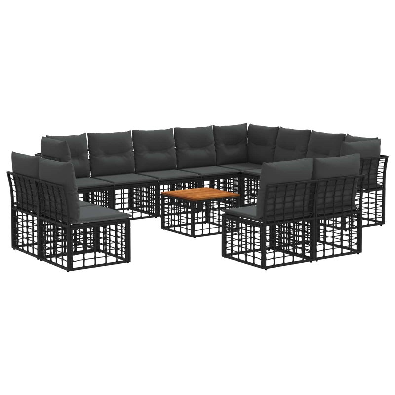 Zestaw sof na zewnątrz 13 pcs Czarny i Ciemnoszary Poliester vidaXL