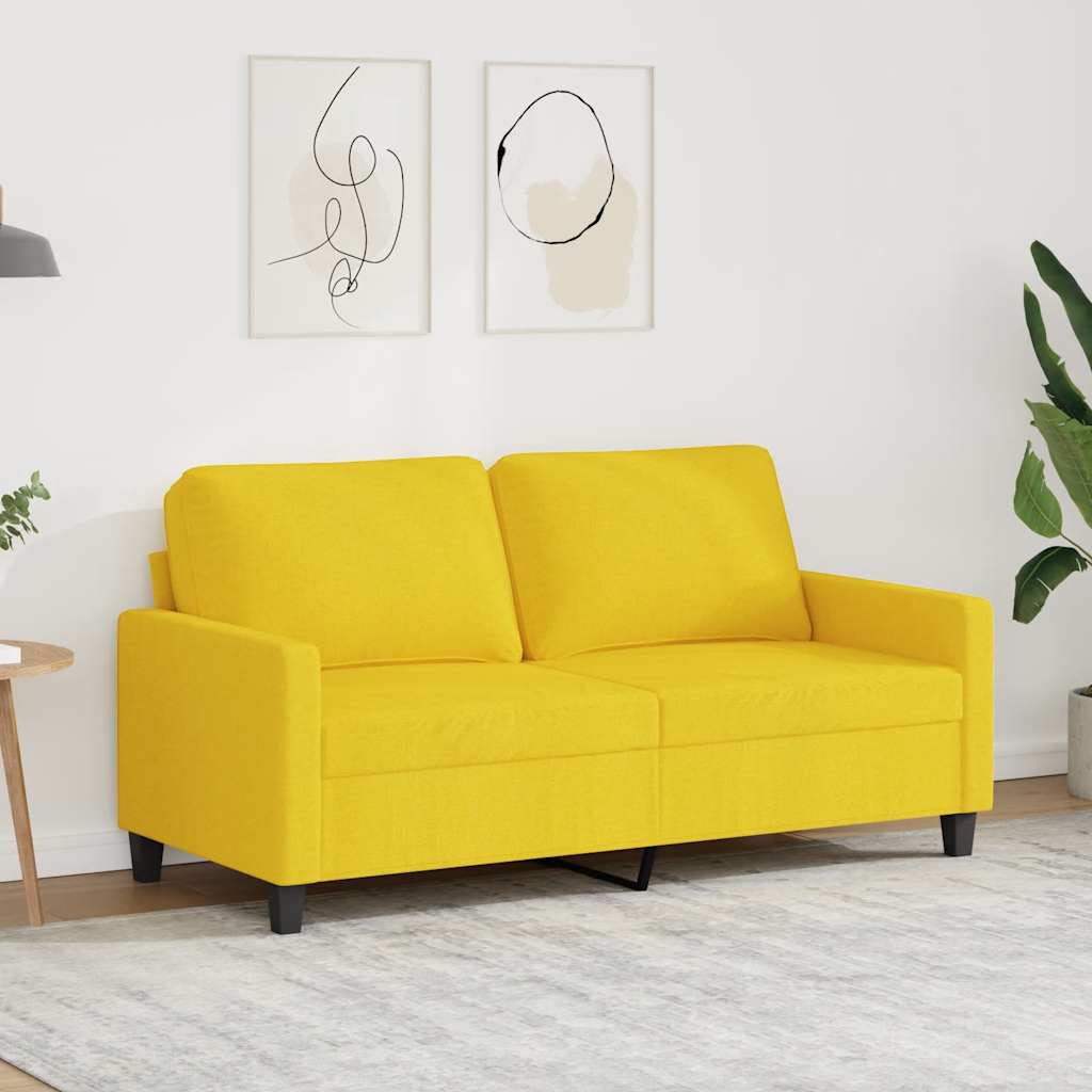 Sofa 2-osobowa, jasnożółta, 140 cm, tapicerowana tkaniną vidaXL
