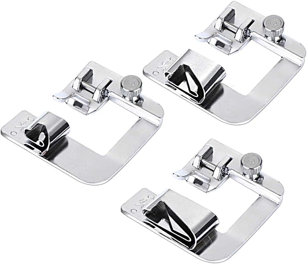 Zestaw 3 stopek dociskowych do maszyn do szycia (1/2", 3/4", 1") Stopka do obszywania Silvercres, pasująca do maszyn do szycia Brother,