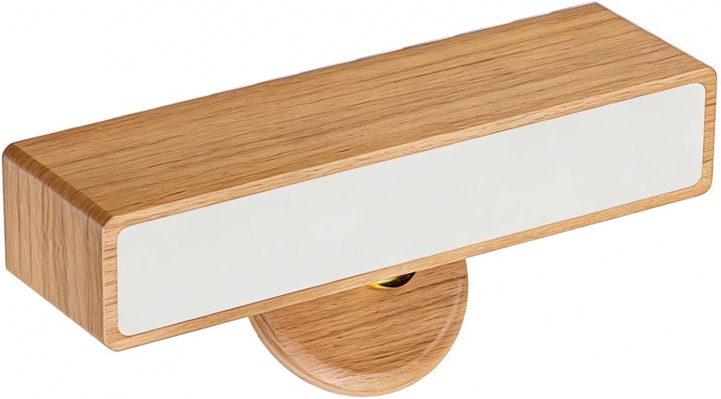 Akumulatorowa lampa ścienna LED, magnetyczna lampka nocna, regulowana jasność, obrotowa o 360° lampka do czytania z funkcją dotyku, materiał: drewno