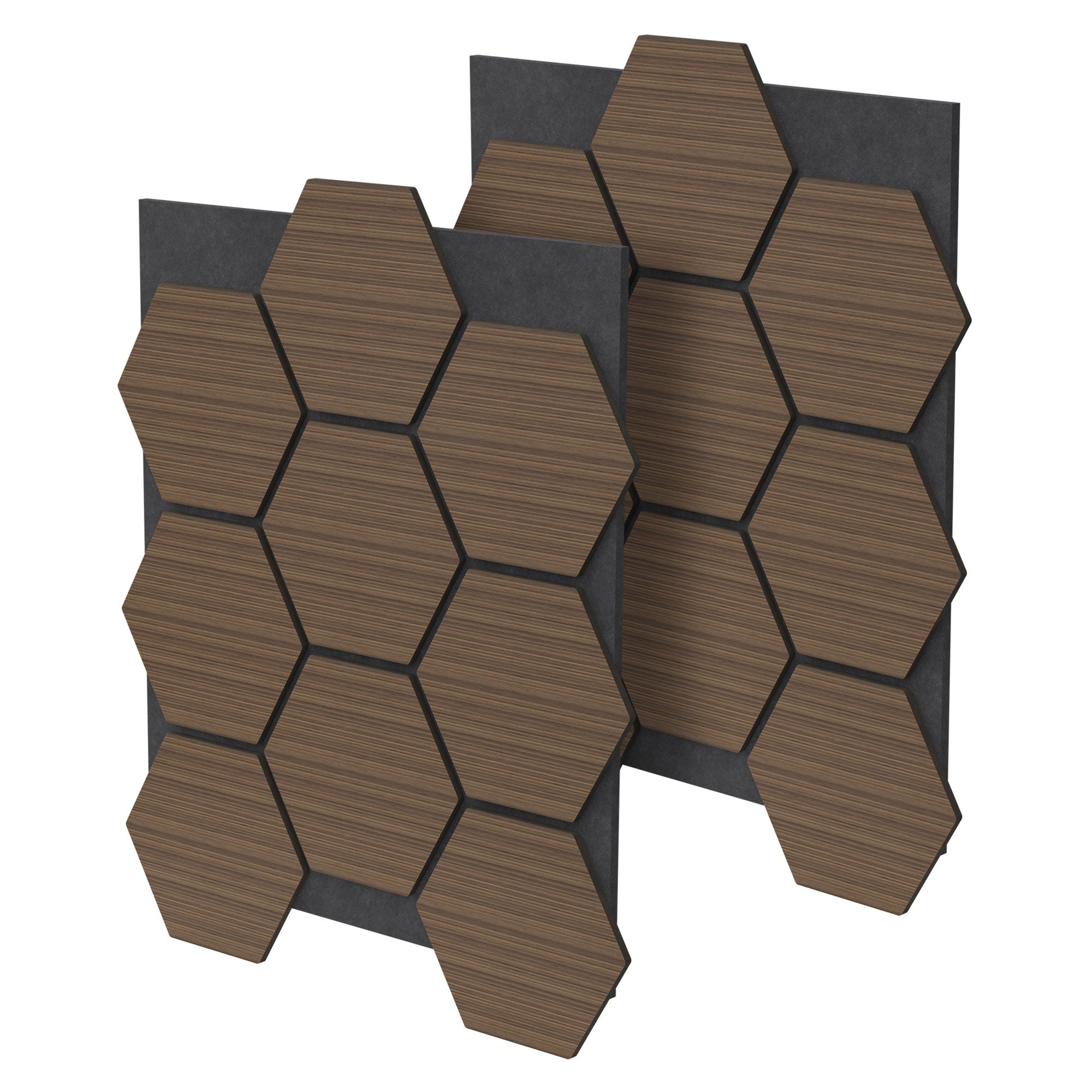 ML-Design zestaw 2 brązowych paneli akustycznych MDF 66x81x2 cm z sześciokątnym wzorem drewna panele dekoracyjne do izolacji ścian biura studia