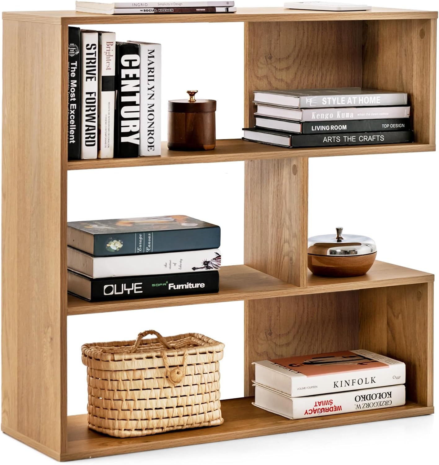 Biblioteka Concave, półki na 3 poziomy, 29,5 x 84 x 83,5 cm, naturalna