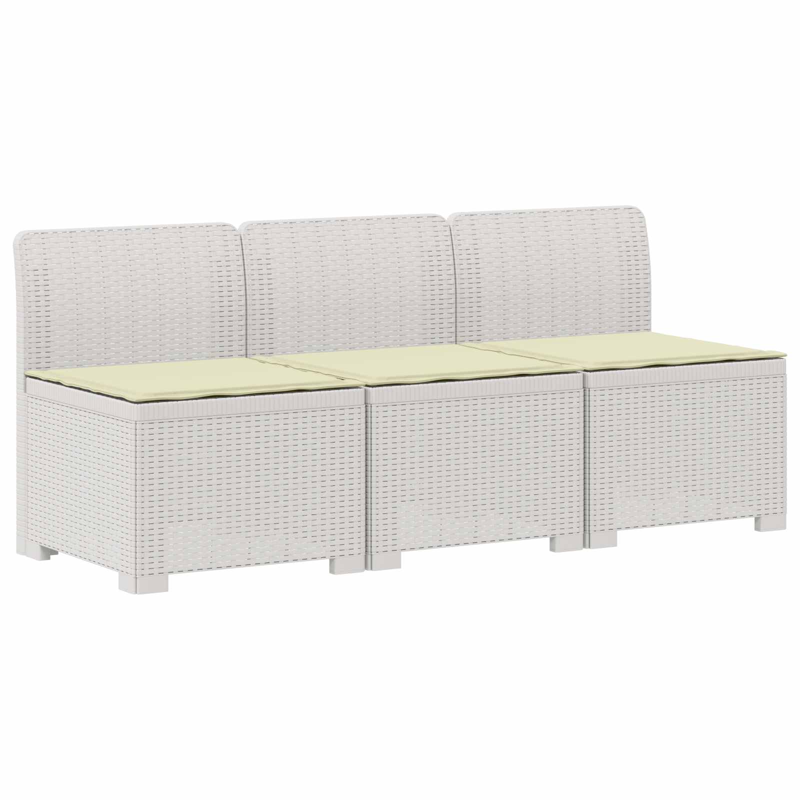 Sofa Ogrodowa Modułowa 3-Osobowa Plastikowa Biała z Poduszkami na Taras