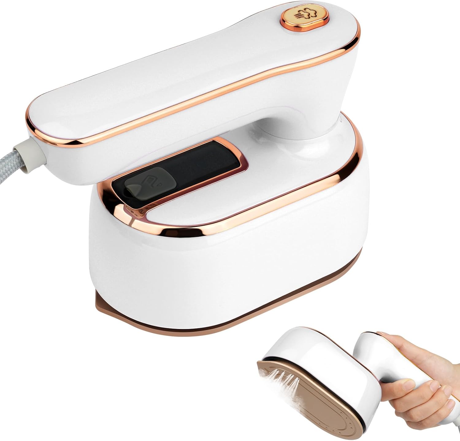 Żelazko podróżne, para 1000 W, 2 tryby, szybkie nagrzewanie 20 s, 100 ml - białe