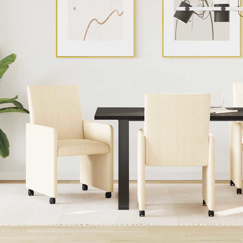 Krzesełka jadalne na kółkach 2 pcs Kremowy 57 x 66 x 94 cm vidaXL