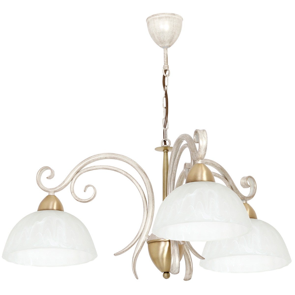 Lampa wisząca Aurora kremowy mat-złota patyna 3xE27x15W dekoracyjna wym: 70 x 74 x 74 cm szkło Luminex