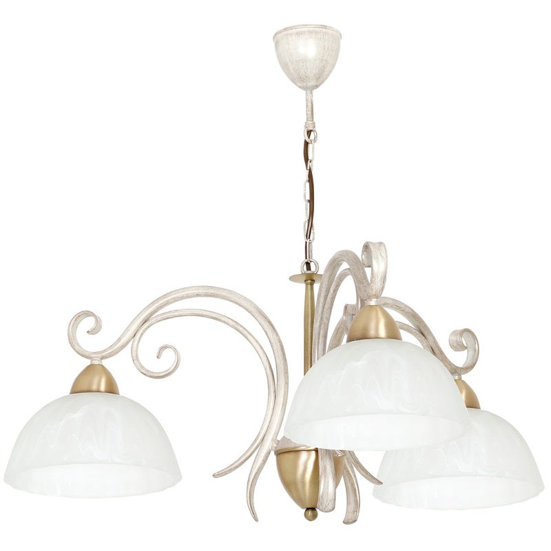 Lampa wisząca Aurora kremowy mat-złota patyna 3xE27x15W dekoracyjna wym: 70 x 74 x 74 cm szkło Luminex