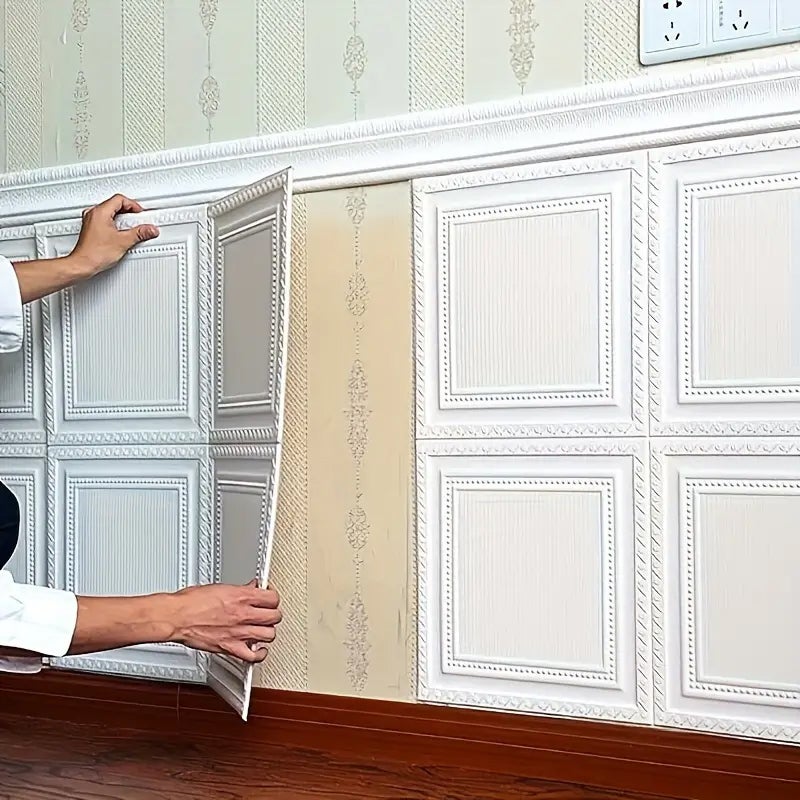 1 szt. naklejka ścienna 3D 70x70 cm, elegancki relief, wodoodporna, łatwa w montażu, panel dekoracyjny do salonu, sypialni lub łazienki