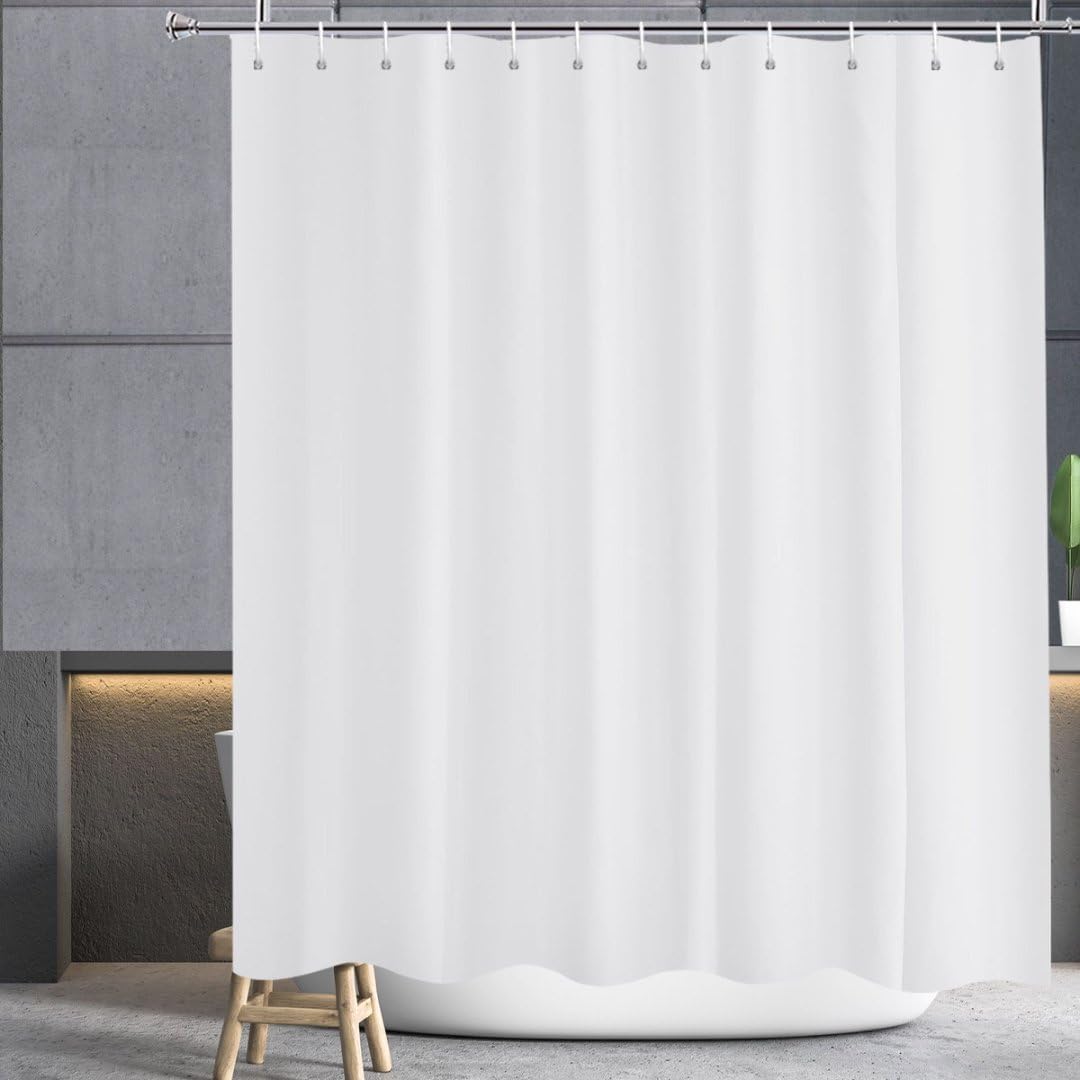 Biała zasłona prysznicowa 120x200, wodoodporna, przeciwgrzybiczna, z pętelką do zawieszania, szerokość 120 x wysokość 200 cm.
