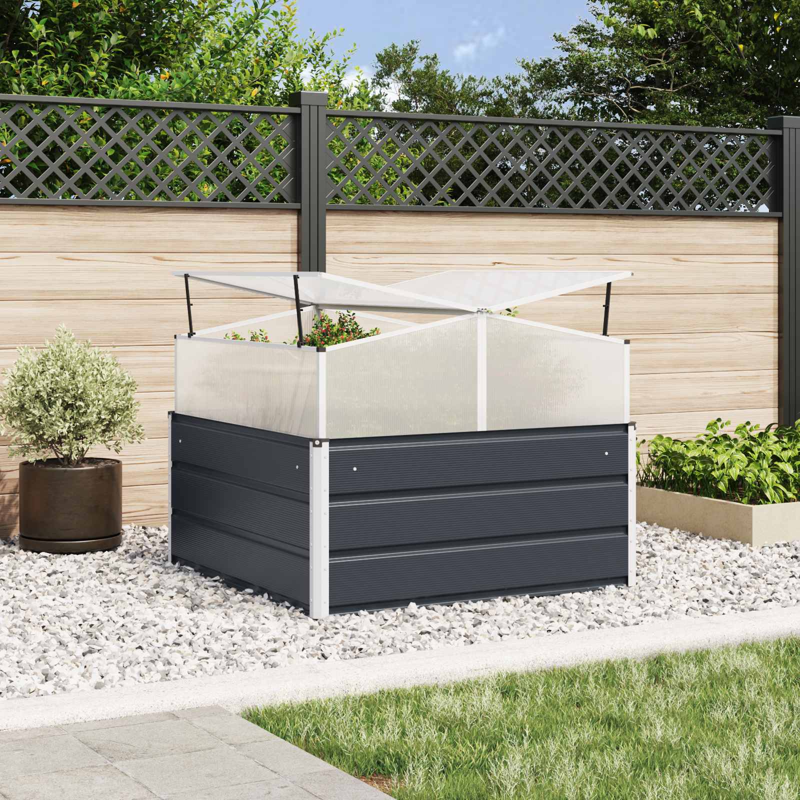 Donica Antracyt 100 x 100 x 77 cm Stal Galwanizowana vidaXL