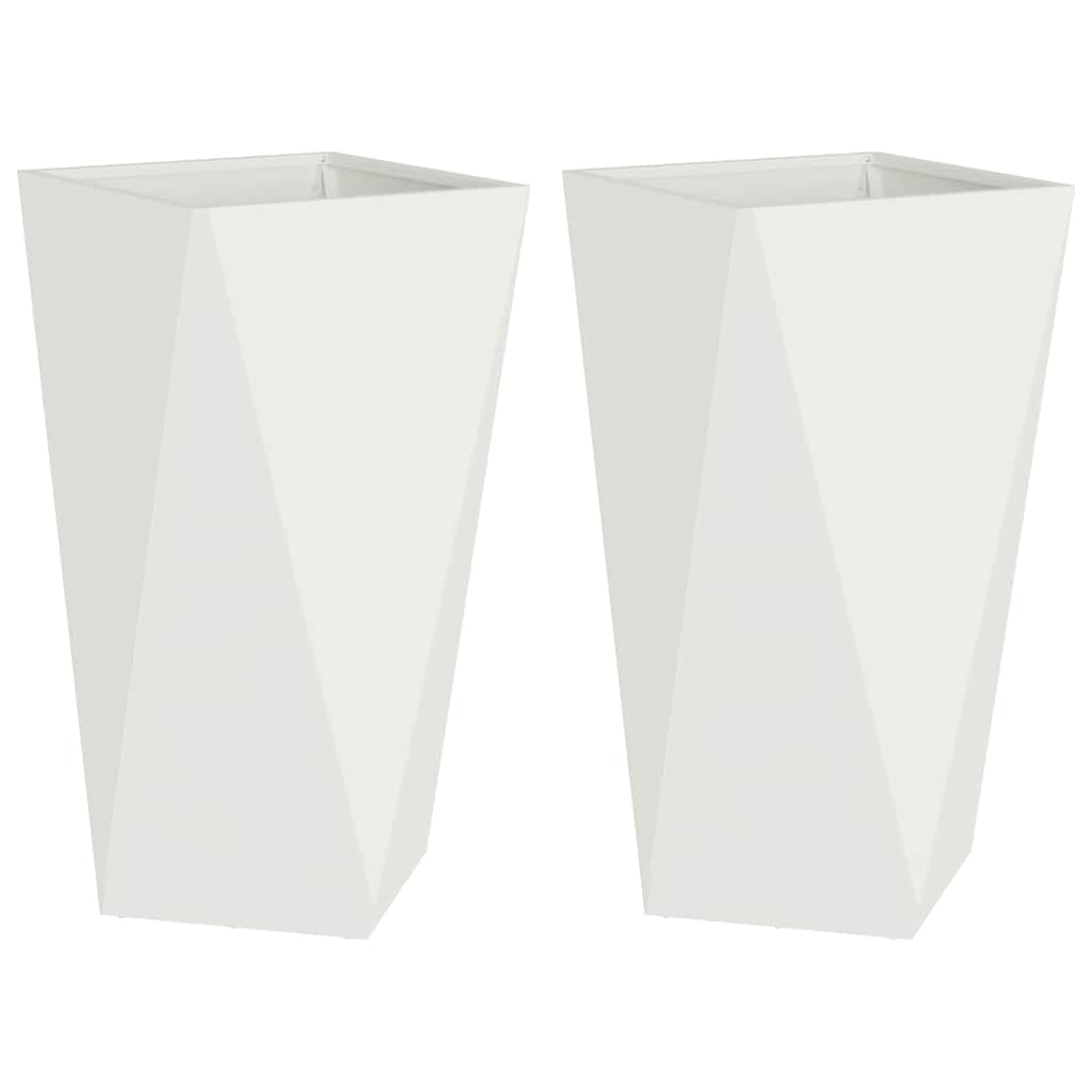 Donica 2 szt. Biały 40 x 40 x 75 cm Stal