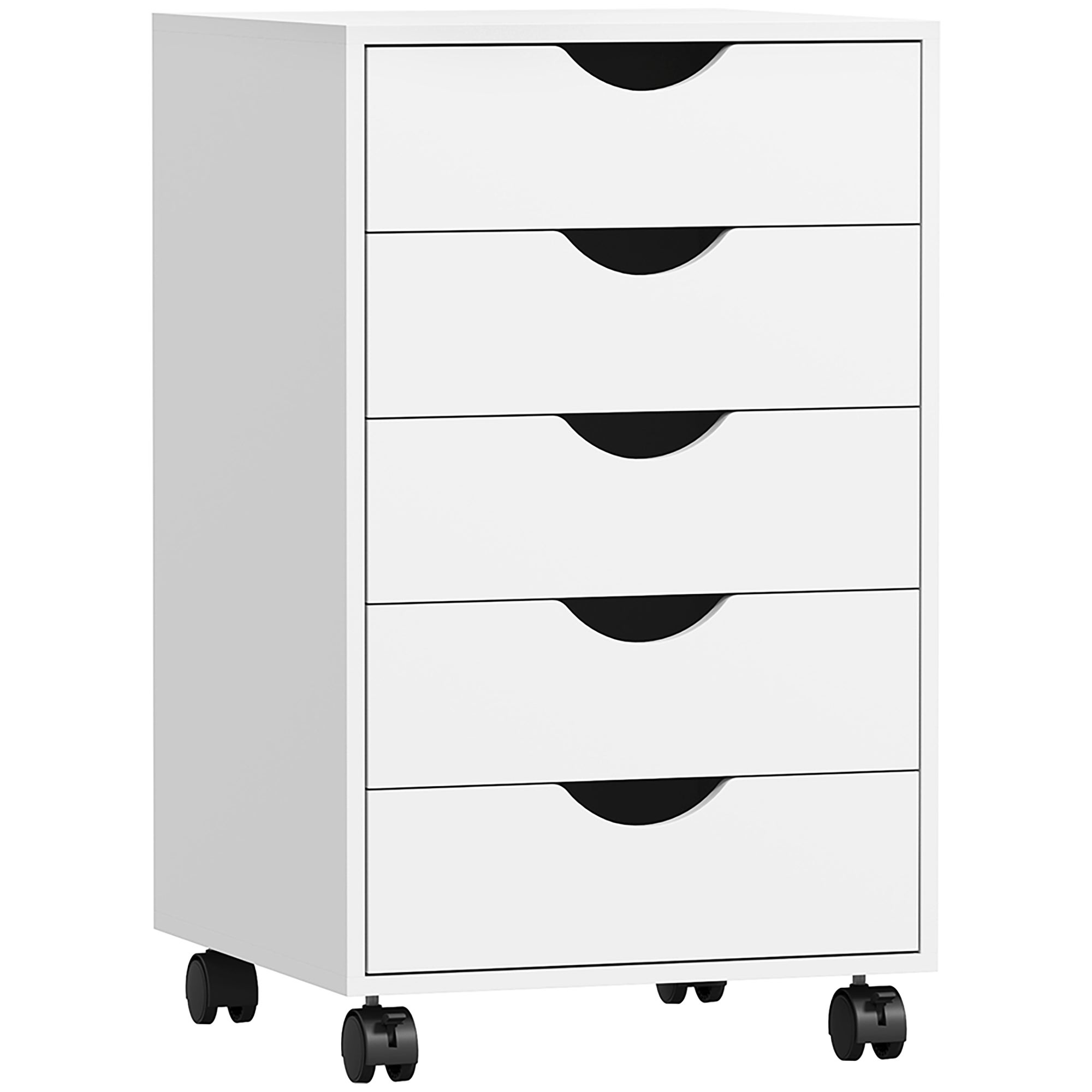 Biuro 5-szuflada szafka z Swivel Kółka i Hamulce, 40 x 40 x 67 cm, biały