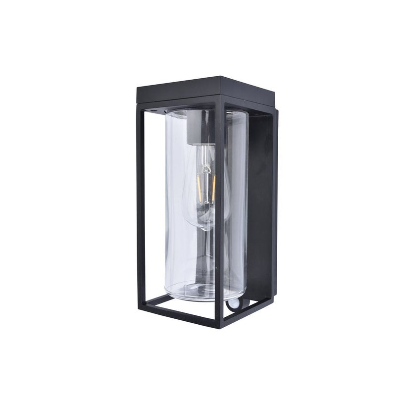 Kinkiet zewnętrzny z czujnikiem FLAIR czarno-biały 1xE27x10W wym:28,5x12x13,9cm IP44 Lutec