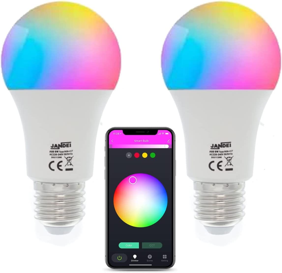 Inteligentna żarówka LED A60 E27, 9W, sterowanie WIFI, ściemnianie RGB + CCT