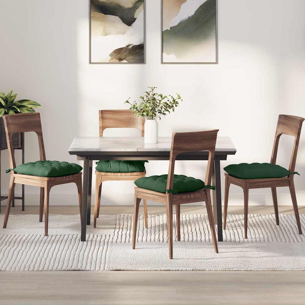 Poduszki na siedziska 4 pcs Ciemna zieleń 40 x 40 x 6 cm vidaXL