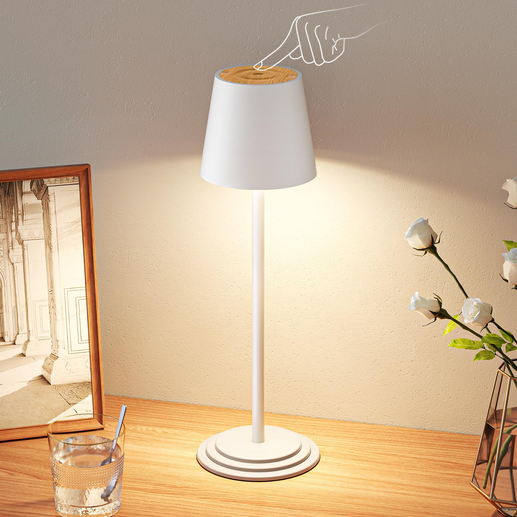 Ładowalna lampa stołowa USB z timerem RGB, dotykowa lampka nocna do czytania w sypialni, biała