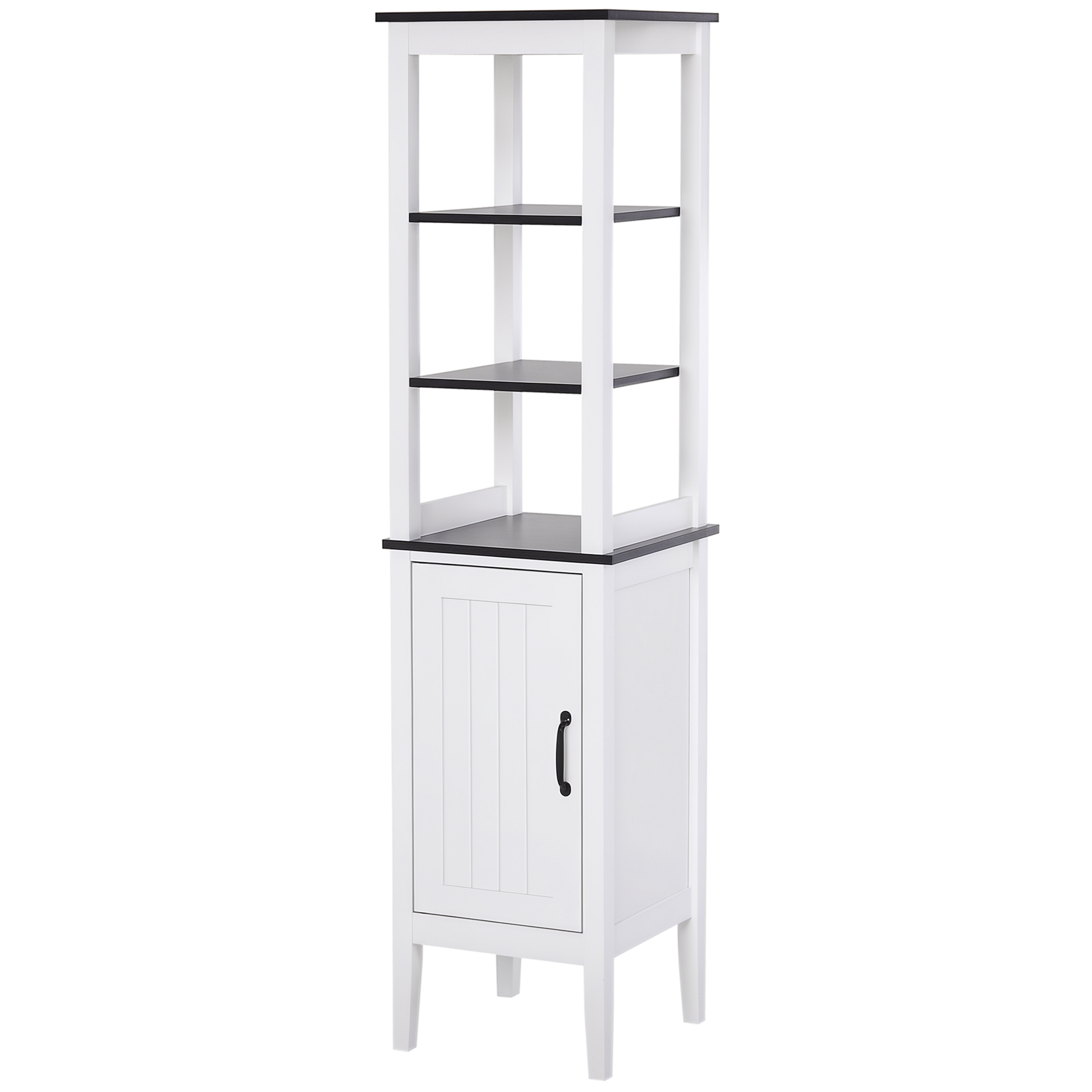 Wysoki wąska szafka łazienkowa, oszczędzający miejsce szafka łazienkowa z 3 otwarty półki, regulowana półka, do pranie, 40 x 38 x 162.5 cm, biała