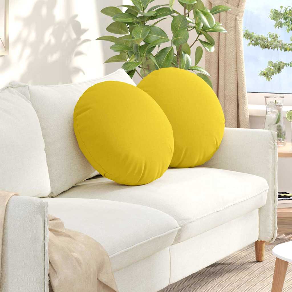 Poduszki na siedziska 2 pcs Jasnożółty Ø50 x 19 cm tkanina vidaXL