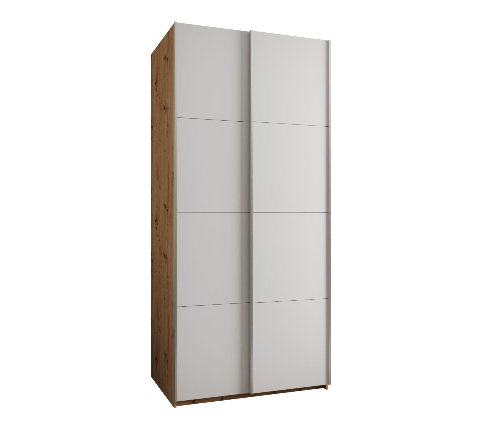 Szafa przesuwna wysoka Lux 1 120 x 64 x 245,5 cm artisan + biały + u. srebrny - Abiks Meble