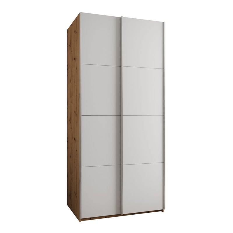 Szafa przesuwna wysoka Lux 1 120 x 64 x 245,5 cm artisan + biały + u. srebrny - Abiks Meble