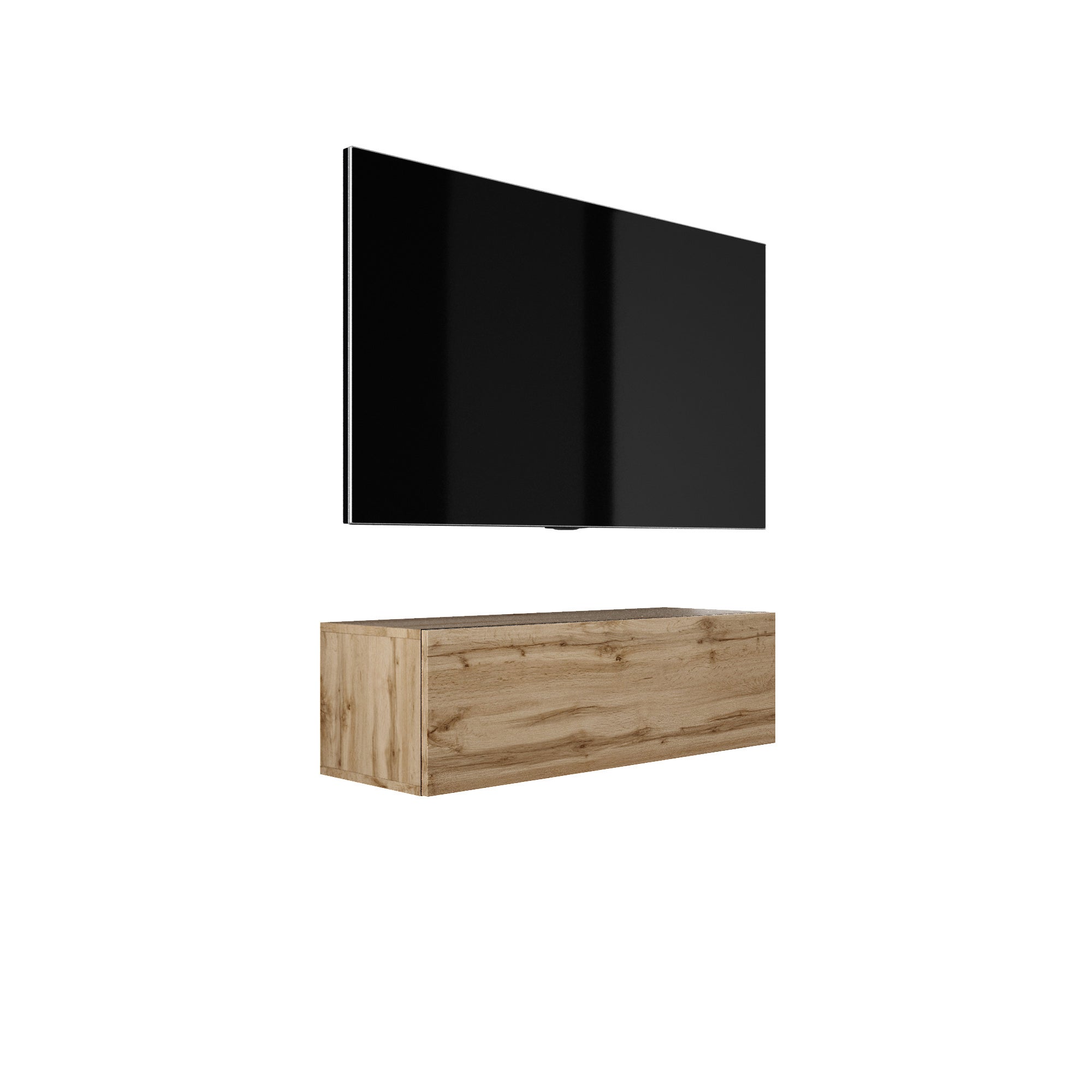 Zawieszana szafka RTV, 100 x 34 x 32 cm, Dąb Wotan