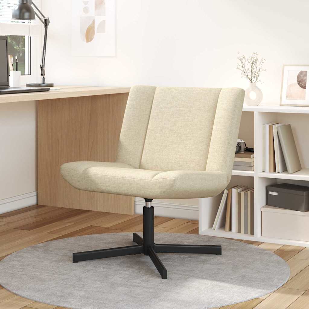 Fotel obrotowy kremowy 63 x 75 x 76 cm tkanina vidaXL