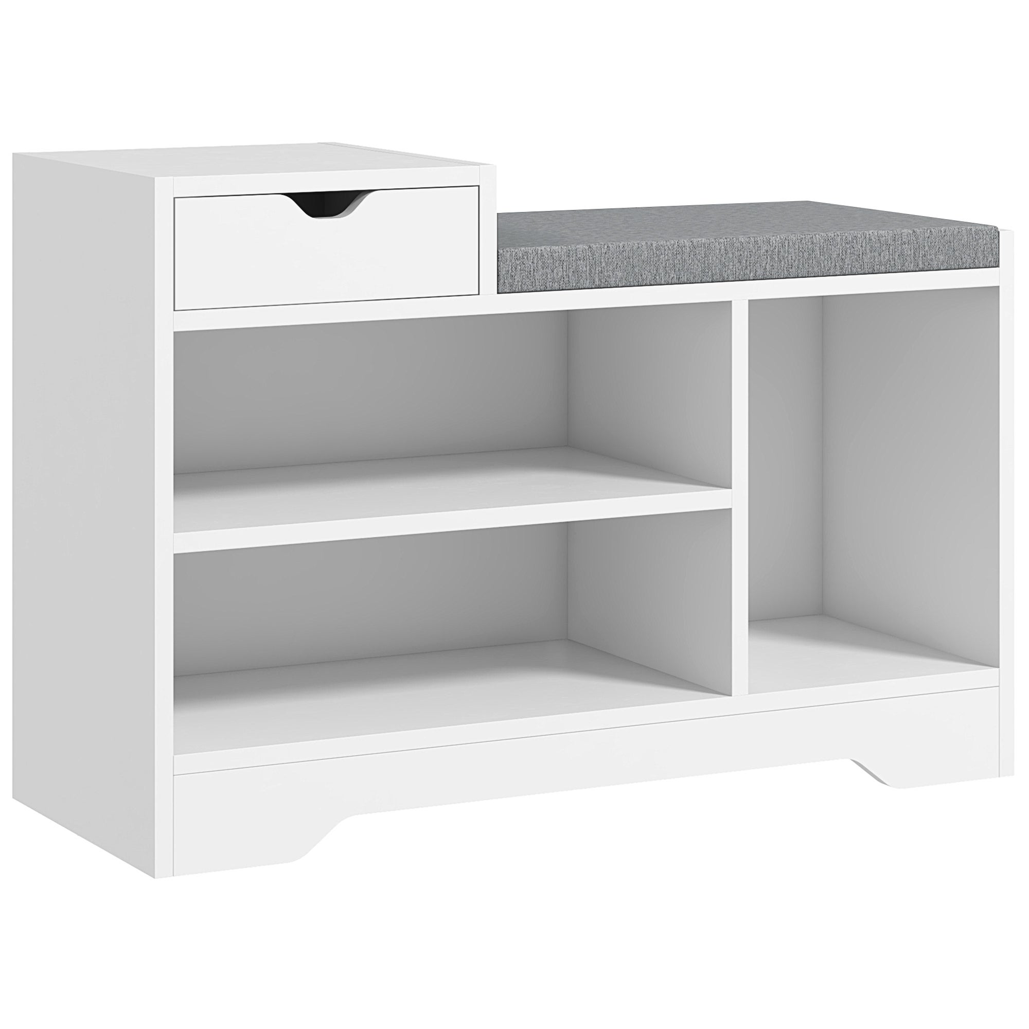 Meble i ławka na buty z 1 szuflada i 3 komory, mieści 5 pary, MDF materiał, 76.5L x 30D x 52H cm
