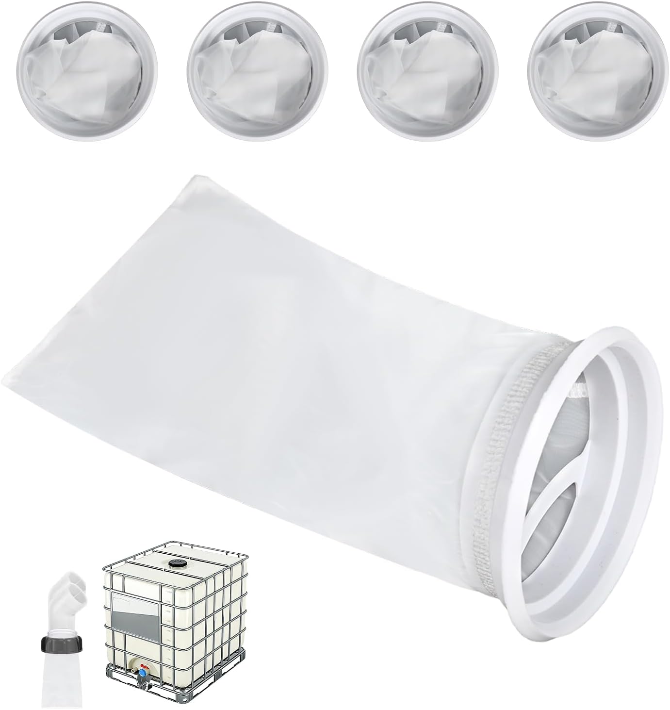 Zestaw 4 filtrów IBC do zbiorników na deszczówkę Wykonane z nylonu Zmywalne akcesoria do zbiorników IBC Filtr wymienny do zbiorników IBC