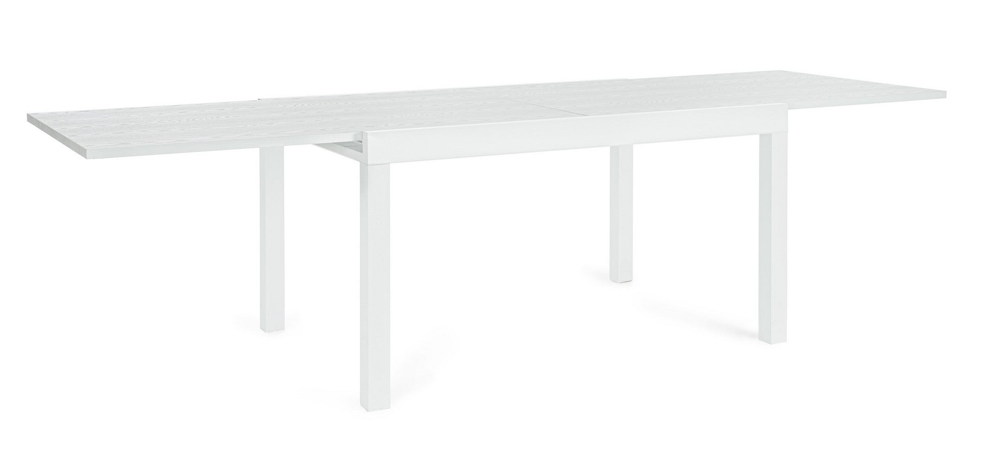 Rozkładany stół aluminiowy z blatem imitującym drewno 135/270X90 Biały