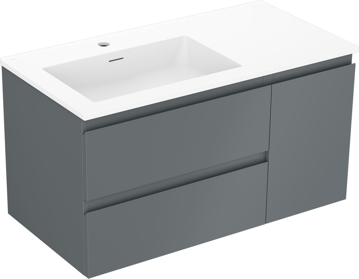 Mexen Orio szafka łazienkowa 90 cm z umywalką Otis lewą, 2S, 1D, grafit mat/biała mat - 91A13-09047-3-BBFFF66-W18L01