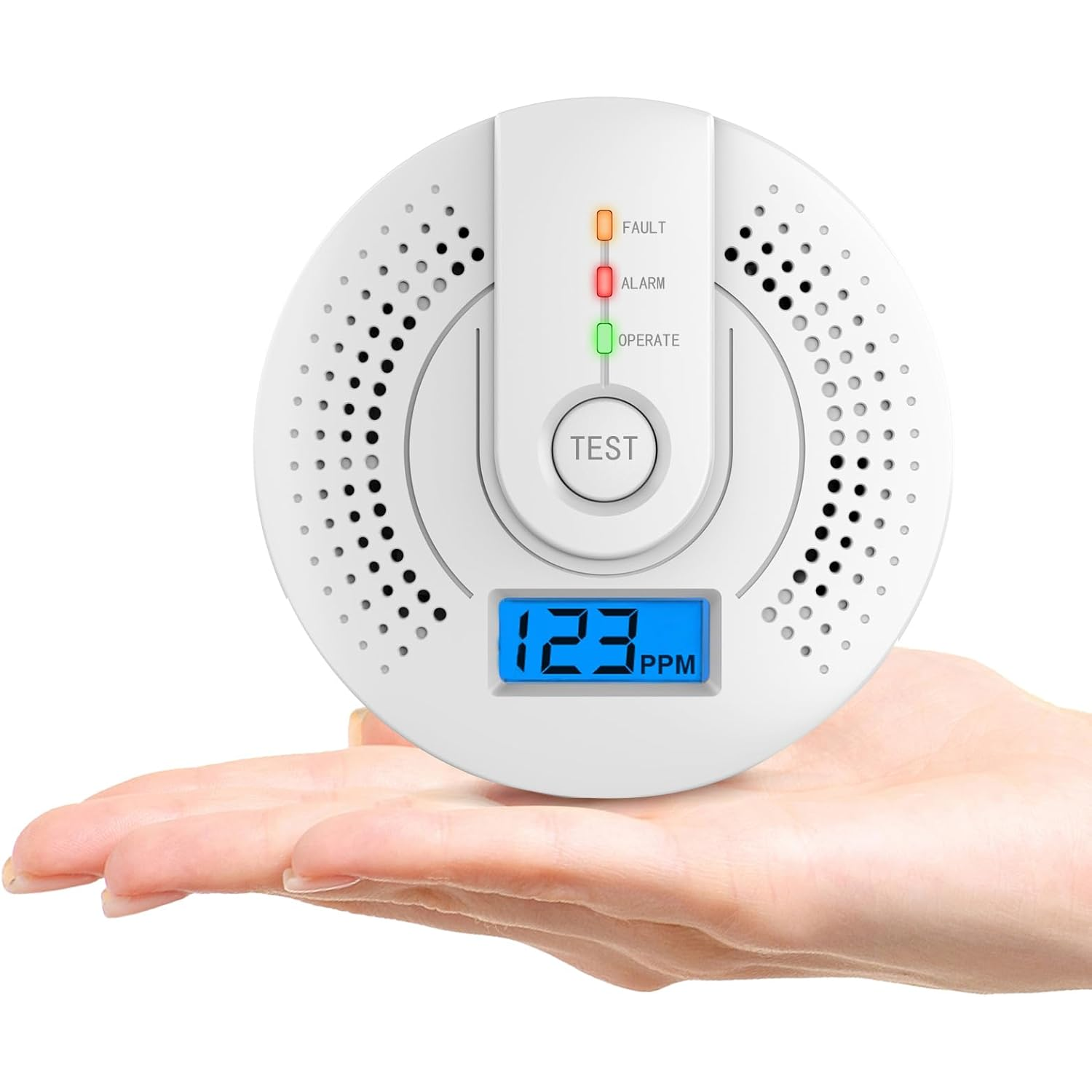 Detektor tlenku węgla, alarm tlenku węgla z cyfrowym wyświetlaczem LED i alarmem dźwiękowym, 96 x 31 mm (bez baterii)