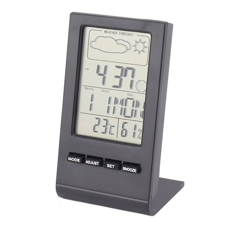 Higrometr cyfrowy LCD, termometr wewnętrzny, monitor wilgotności z alarmem, czarny