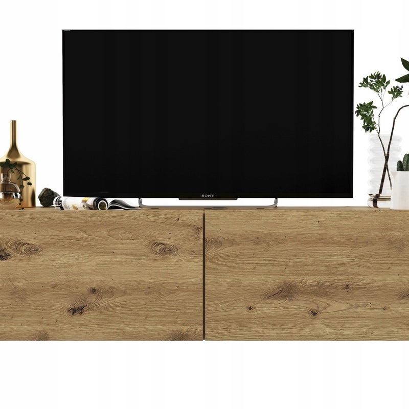 Wisząca szafka RTV 120 cm dąb artisan, mała komoda pod telewizor do nowoczesnego salonu