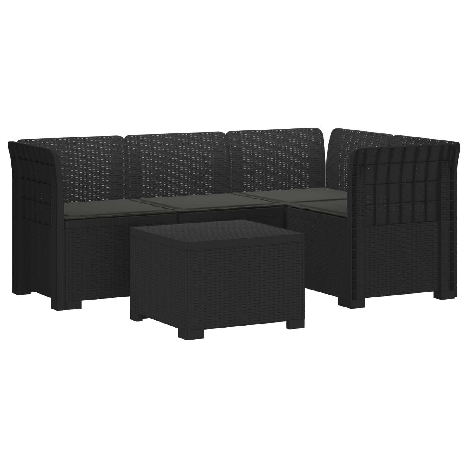 Sofa ogrodowa dla 4 osób z poduszkami w stylu rattanowym PP vidaXL