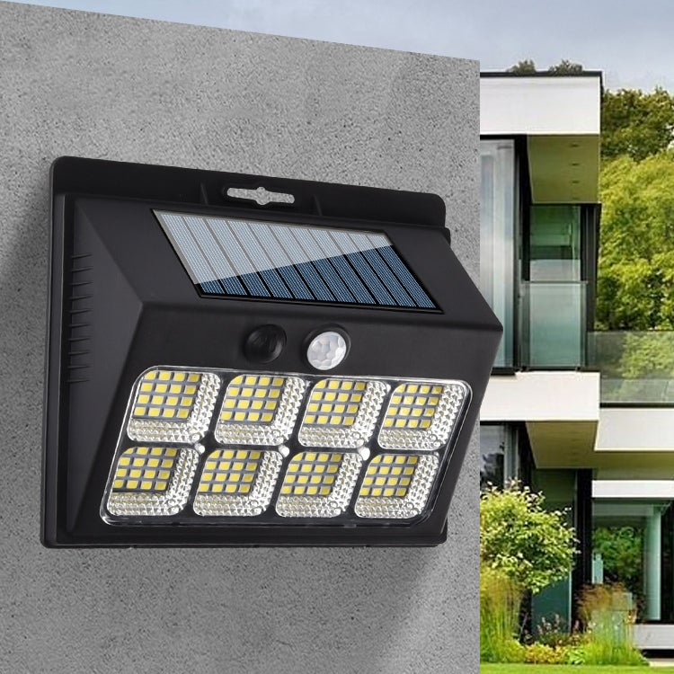Lampy solarne do ogrodu z czujnikiem ruchu, lampy bezpieczeństwa montowane na ścianie solarne w 3 trybach, lampy solarne na taras do ogrodu, 120 COB