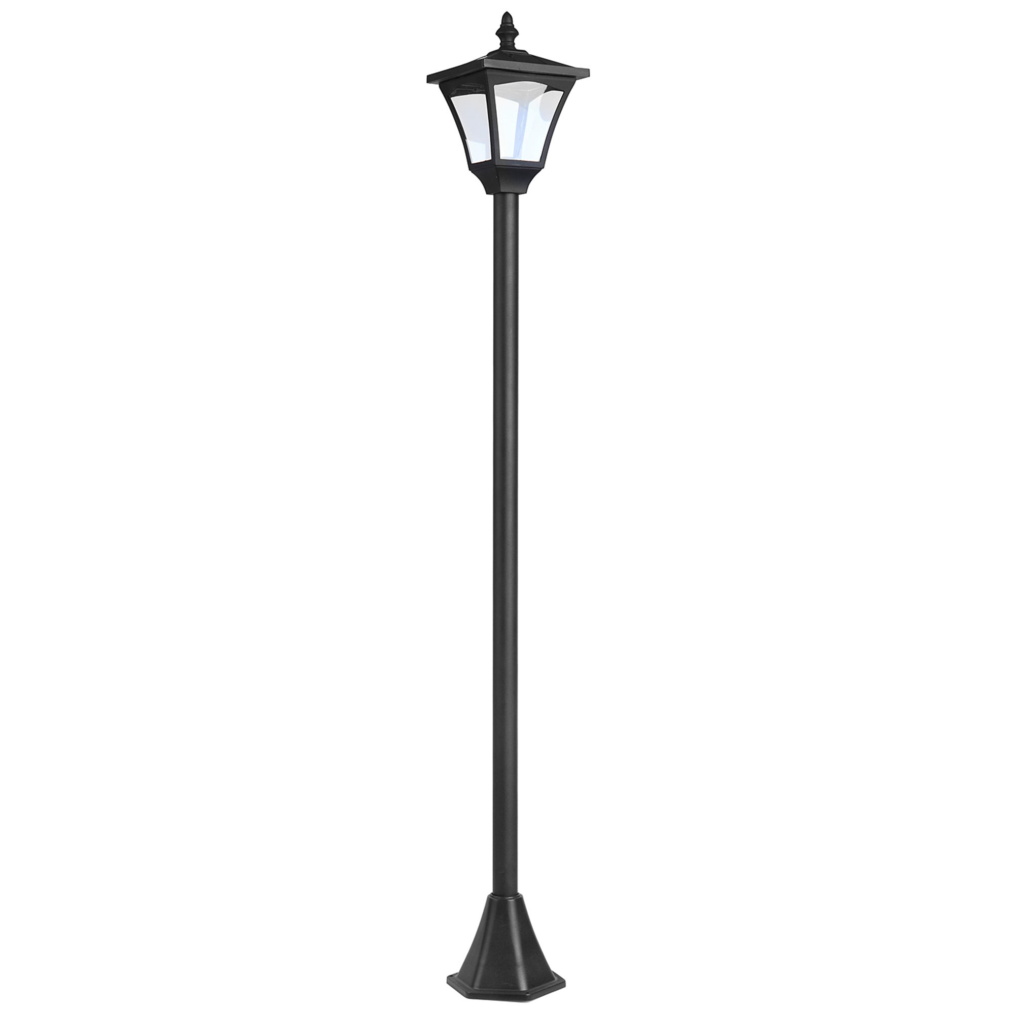 Zewnętrzna lampa solarna stojąca, klasyczna latarnia LED, 30 lumenów, wymiary 15 dł. x 15 szer. x 120 wys. cm, czarna