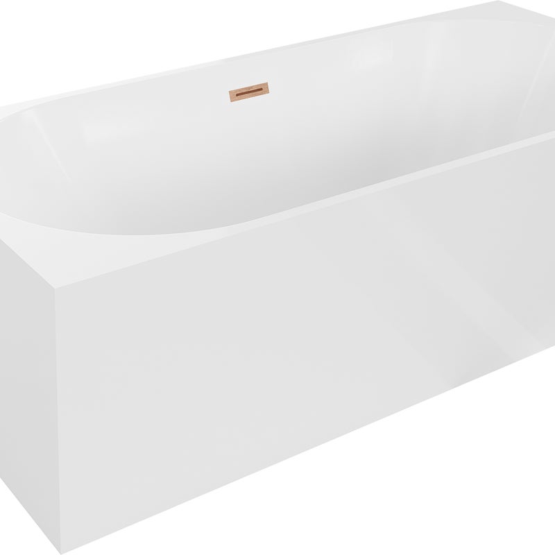 Mexen Mia wanna wolnostojąca narożna lewa 180 x 80 cm, biała, przelew miedź szczotkowana - 52691808000L-65