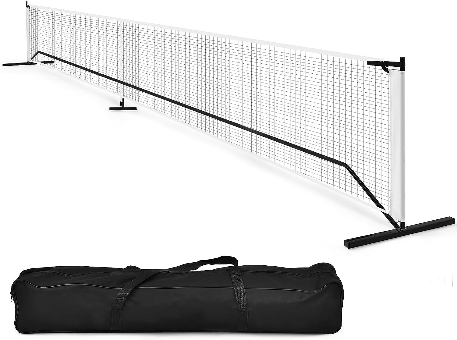 Przenośna siatka tenisowa o wymiarach 670 x 92 cm, oficjalny rozmiar, z metalową ramą i torbą do przenoszenia, siatka do siatkówki, sprężyna