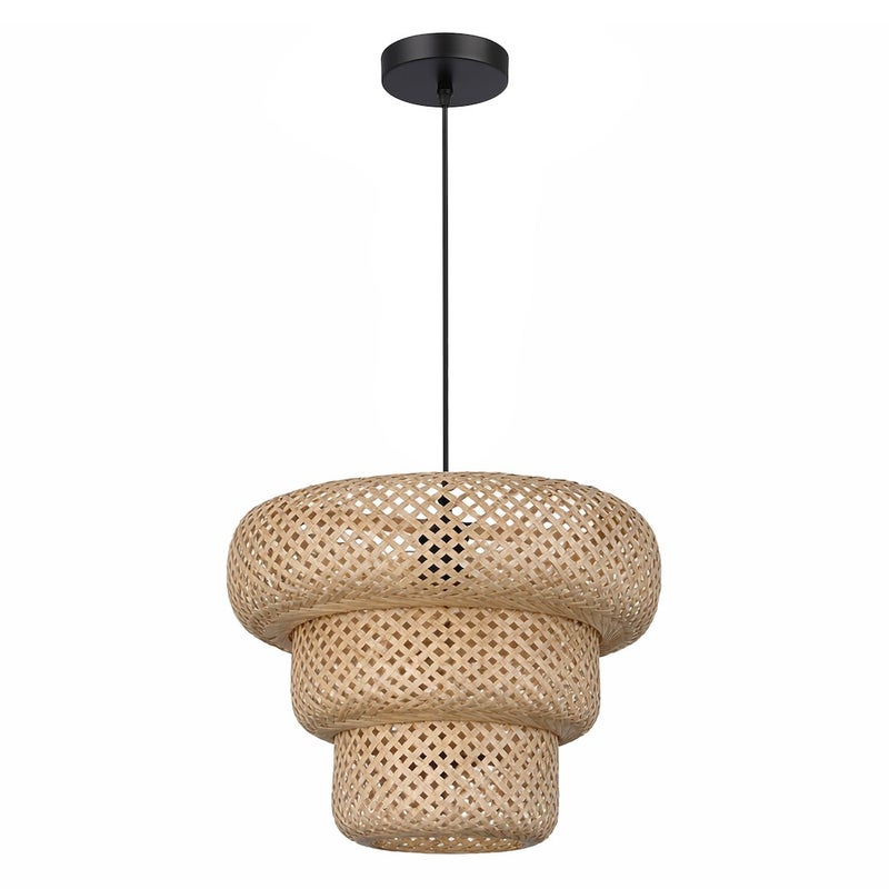 Lampa wisząca boho beżowo-czarna warstwowy pleciony bambusowy abażur 1xE27 15W TULUM Milagro